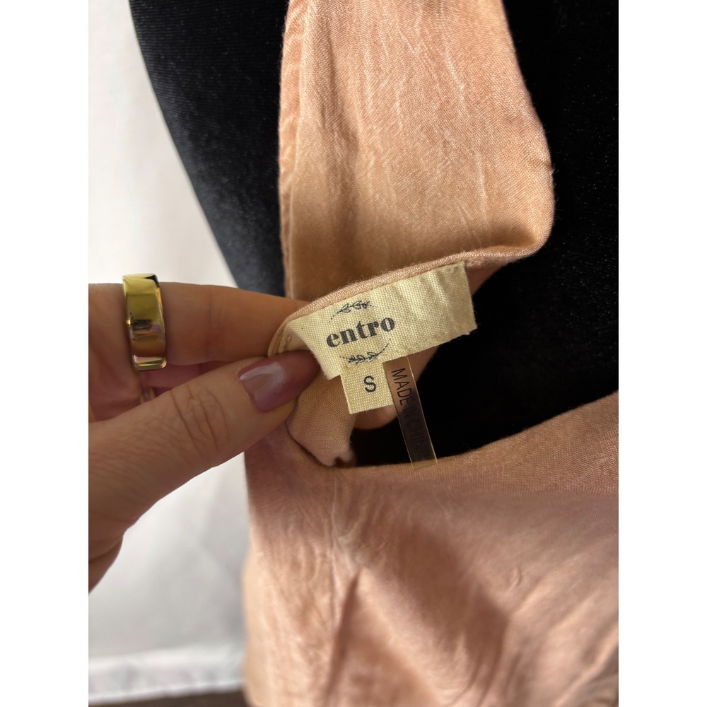 Entro Halter Mini Dress Women Size S Peach Tan Boho Open Back Trapeze - Picture 5 of 5